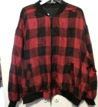 Silk Club Buffalo Plaid Reversible to Black Bomber Jacket Sz L - £23.68 GBP