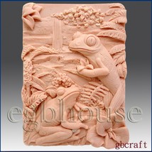 Tree Frogs - Detail of high relief sculpture - Soap/polymer/clay silicone mold - $27.23