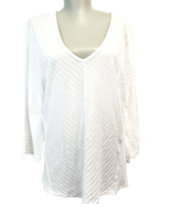 Calvin Klein white V-Neck T-shirt Top 3/4 Sleeves womens size XL - £11.85 GBP