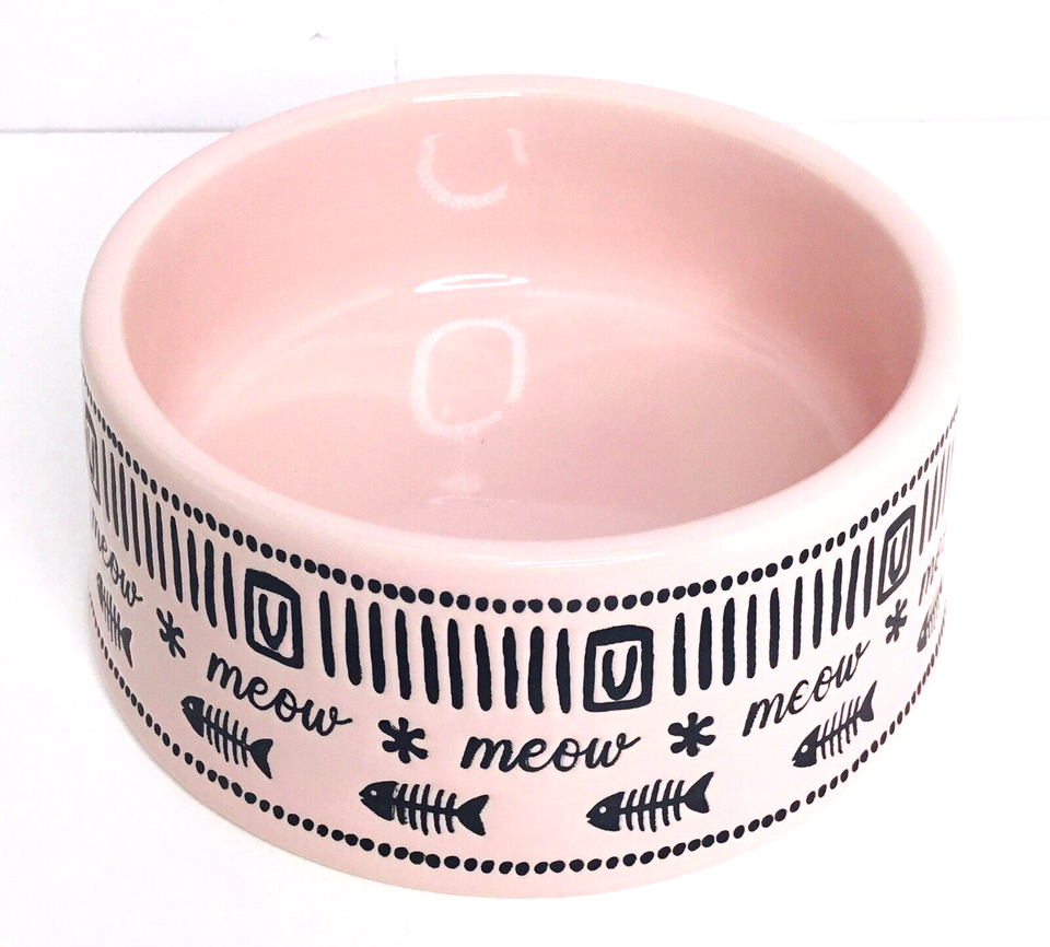 MEOW Pet Bowl 4.5 X 2” PINK Food Water Cat Kitty Signature Stoneware New - $14.84