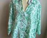 Nicole Miller Women Plus 3X Linen Blouse Top Sleeve Leaf Print  Nwt - $49.99