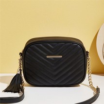 New Arrival Simple Quilted Pattern Tassel Shoulder Bags For Women Chain Circle C - £19.39 GBP