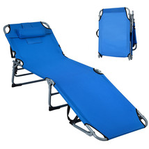 Costway Folding Chaise Lounge Chair Bed Adjustable Patio Beach Camping Recliner - £112.59 GBP