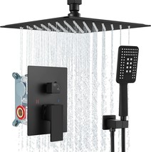 Aolemi Matte Black Shower System Ceiling Mount 12 Inch Rain Shower Head With 3 - $219.99