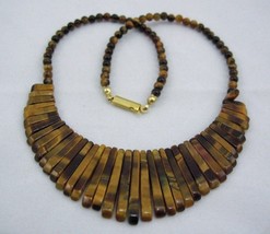 UNIQUE GEMSTONE RICH BROWN TIGEREYE&#39; EGYPTIAN STYLE NECKLACE PENDANT 16&quot; - $28.99