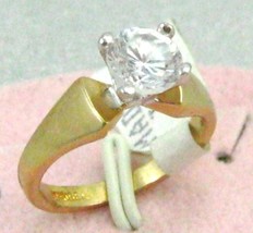 18KT. G.F. 7mm C. Z. engage/ wed. cocktail Ring sz 6-7 - £11.95 GBP
