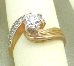 18KT. G.F. 6mm C. Z. engage/ wed. cocktail Ring sz 6 - £11.92 GBP