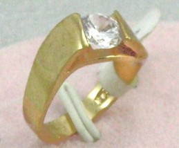 VINTAG 18KT G.F. 7mm C.Z. WIDE BAND WOMAN&#39; Ring SZ -8 - $17.64