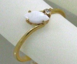 LOVELY 14KT G.P. OPAL Rhinestone cocktail ring sz 6-9 - £11.79 GBP