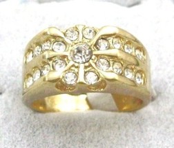 Vintage Style Heavy18 K G.F.Cubic Zirconia Wide Band Men&#39;s Cocktail Ring Sz 11 - $19.95