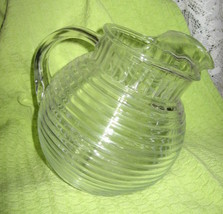 Depression Glass - Pitcher-Manhatten/ Horizontal Ribbed-Clear-Anchor Hoc... - $31.00