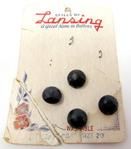 4 Shank Buttons 1/2&quot; Plastic Blue Faceted Dome Lansing Card Vintage Blou... - £7.05 GBP