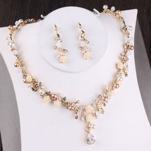 Baroque Gold Crystal Butterfly Bridal Jewelry Sets Rhinestone Tiaras Crown Choke - £20.61 GBP