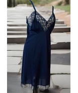 Vintage Artemis Full Slip 38C Lacey Nylon Blue Adjustable Straps - $27.27 CAD