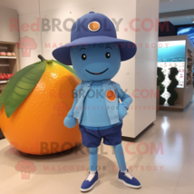 Blue Grapefruit mascot costume character dressed with a Leggings and Hat pins - £950.95 GBP