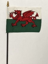New Wales Mini Desk Flag - Black Wood Stick Gold Top 4” X 6” - $5.00
