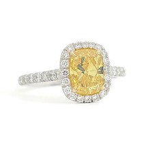 Authenticity Guarantee 
GIA Fancy Vivid Yellow Cushion Halo Diamond Engagemen... - £31,286.74 GBP