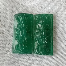 Emerald Pair, Hand Carved, Emerald, 22.58 Cts., Carved Emerald, Rectangle Shape, - £2,395.07 GBP