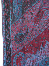 Sacred Threads Blue Pink Red Multicolor Viscose Scarf Boho Paisley 62&quot; x 12.5&quot; - £22.77 GBP