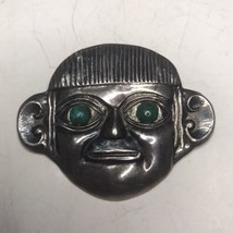 Vintage Sterling Dellapina Peruvian Tribal Face Brooch Pendant - £51.76 GBP