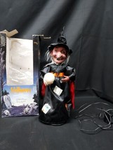 1990 WITCH TIME Scary HALLOWEEN 16&quot; ANIMATED &amp; ILLUMINATED WITH SKULL WORKS - £18.12 GBP