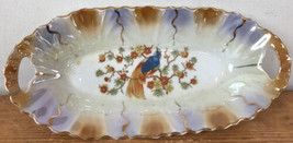 Vintage Celebrate Luster Porcelain Orange Blue Bird Germany Butter Relis... - $36.99
