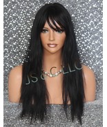 100% Human Hair Wig Black Full Bangs Layered Long Cancer/Alopecia/Cospla... - $6,529.61 MXN