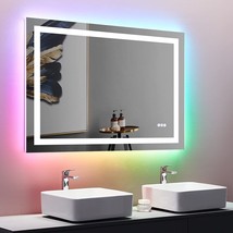 LOAAO 48&quot;X36&quot; LED Bathroom Mirror with Lights, Anti-Fog, Dimmable, RGB B... - £477.41 GBP