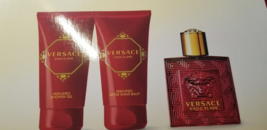 Versace Eros Flame By Versace 3 Piece Edt Gift Set For Men Gel, Aftershave, Edt - £86.99 GBP
