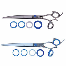 Shark Fin Silver Line Dog Pro Grooming Shears Curved or Straight Scissors 440A - £187.82 GBP+