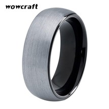 Tungsten Steel Black Ring for Men Women Wedding Engagement Band Dome Matte Finis - £18.35 GBP