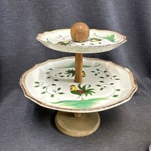 Vintage Mid Century MCM 2 Tier Tidbit Plates Tray Roosters - £9.31 GBP