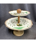 Vintage Mid Century MCM 2 Tier Tidbit Plates Tray Roosters - £9.16 GBP