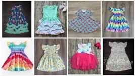 NEW Boutique Baby Girls Dress Lot Size 2T Mermaids Tie Dye Unicorn Wholesale - £31.96 GBP