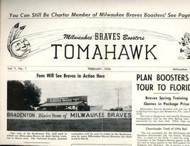 Milwaukee BRAVES Boosters Paper TOMAHAWK Feb 1954 Gene Conley Photo - £15.94 GBP