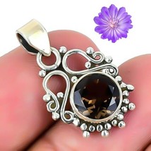 Natural Smokey Quartz Gemstone Jewelry 925 Sterling Silver Pendant For Girls - £8.42 GBP