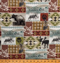 Cotton Cabin Life Patch Northwoods  Bears Moose Fabric Print by the Yard D684.77 - £12.72 GBP