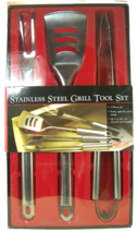 BBQ Grill Set Brushed Stainless Steel Spatula Tongs Fork from MACY&#39;S New in Box - £15.86 GBP