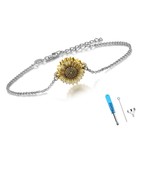 Sunflower Urn Bracelet for Ashes 925 Sterling Silver of - $131.53