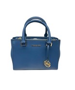 Michael Kors Kellen Saffiano Purse Leather Medium Satchel Crossbody Blue - $123.75