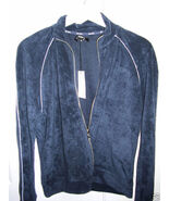 BCBG MaxAzria Ladies Navy Zip Front Velour Jacket Medium NWT - $44.55