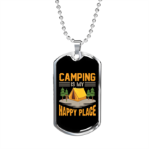 Camper Necklace  Camping My Happy Place  Necklace Stainless Steel or 18k Gold D - £37.84 GBP+