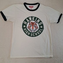 Stranger Things T Shirt Mens Medium M Off White Green Hawkins High Short... - $14.46