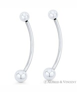 2&quot; Curved Barbell Drop Earrings w/ 6mm &amp; 8mm Ball Beads in .925 Sterling... - $643.50 MXN