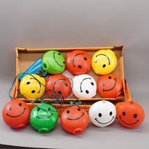2 Strings Vintage Rare Blow Mold Happy Smiley Faces Party Patio Light Belco Nora - £102.07 GBP