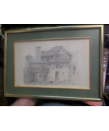 Vintage Chris Wright framed Sketch Pencil Drawing Country Cottage Farmhouse - £29.57 GBP