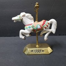 Tobin Fraley Hallmark Porcelain Carousel Horse Brass Pole Figurine Vintage 1993 - £12.78 GBP