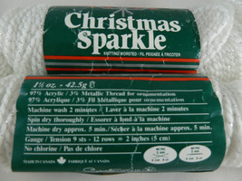 VTG Christmas Sparkle Yarn 2 Skeins  1.5 oz each1.White Silver Spinrite Holiday - £7.90 GBP