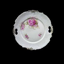 Antique 1920s Pretty Porcelain Pink Purple Flowers Small Platter Display Plate D - £22.04 GBP