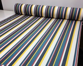 Sunbrella Sunset Stripe Breeze Teal White Outdoor Furniture Fabric By Yard 54&quot;W - £12.57 GBP